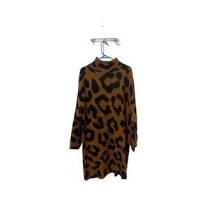 Leopard print turtle neck sweater